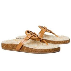 Tory Burch Miller Cloud Shearling Caramel Corn Buttermilk NIB US 6